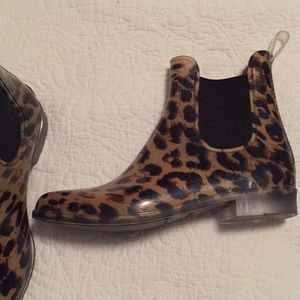 JCREW Leopard print rain-boot booties